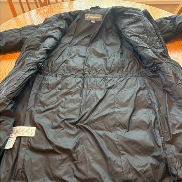 Eddie Bauer long black ultralight  down puffer coat Women’s S great for travel - Picture 11 of 14